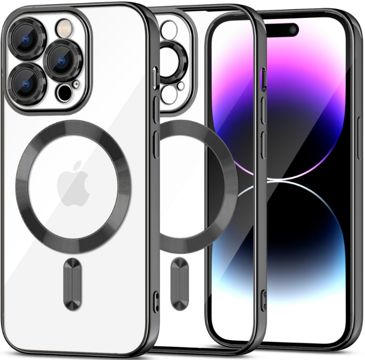 Tech-Protect MagShine - Διάφανη Θήκη Σιλικόνης MagSafe με Πλαίσιο Κάμερας - Apple iPhone 15 Pro - Black
