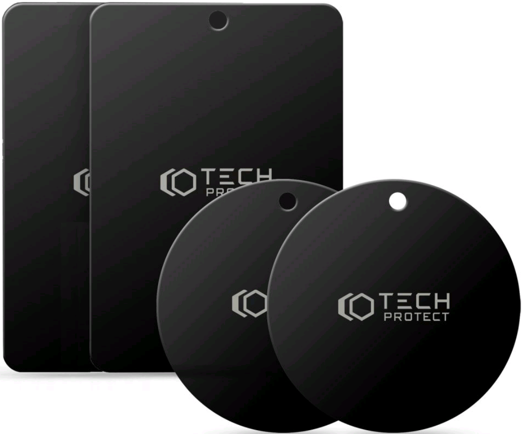 Tech-Protect Metalplate Magnetic Car Mount - Σετ Αυτοκόλλητες Μαγνητικές Μεταλλικές Πλάκες για Μαγνητική Βάση Αυτοκινήτου - 4 Τεμάχια - Black