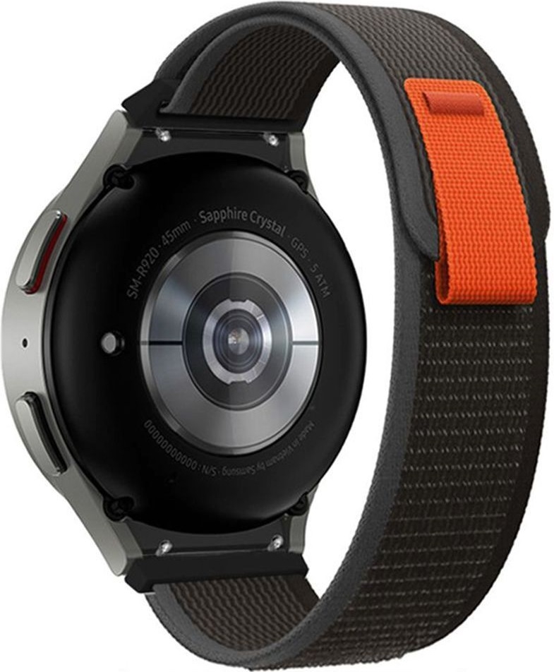 Tech-Protect Nylon Λουράκι - Samsung Galaxy Watch FE / 7 / 6 / 5 / 5 Pro / Watch 4 / Classic 4 (47/46/45/44/43/42/40mm) - Black / Orange