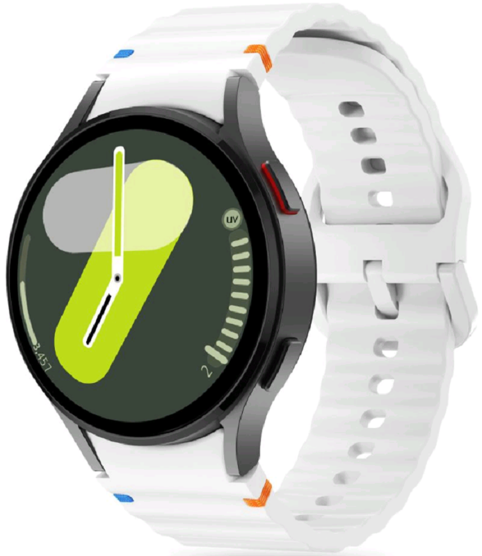 Tech-Protect Silicone Sport - Λουράκι Σιλικόνης Samsung Galaxy Watch FE / 7 / 6 / Classic 6 / 5 / 5 Pro / 4 / Classic 4 (47/46/45/44/43/42/40mm) - White 