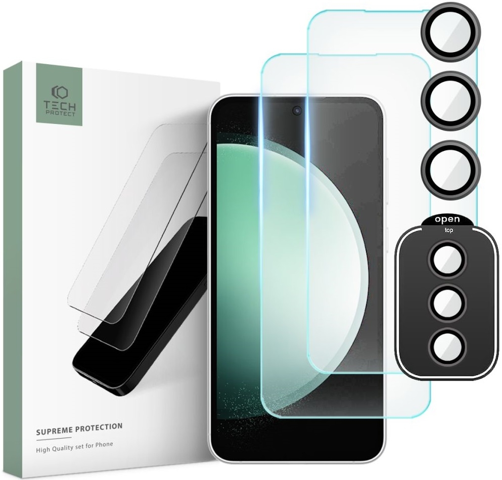 Tech-Protect Supreme Set - Σετ Tempered Glass 2 x Αντιχαρακτικά Προστατευτικά Οθόνης και 1 x Κάμερας - Samsung Galaxy S23 FE - Clear