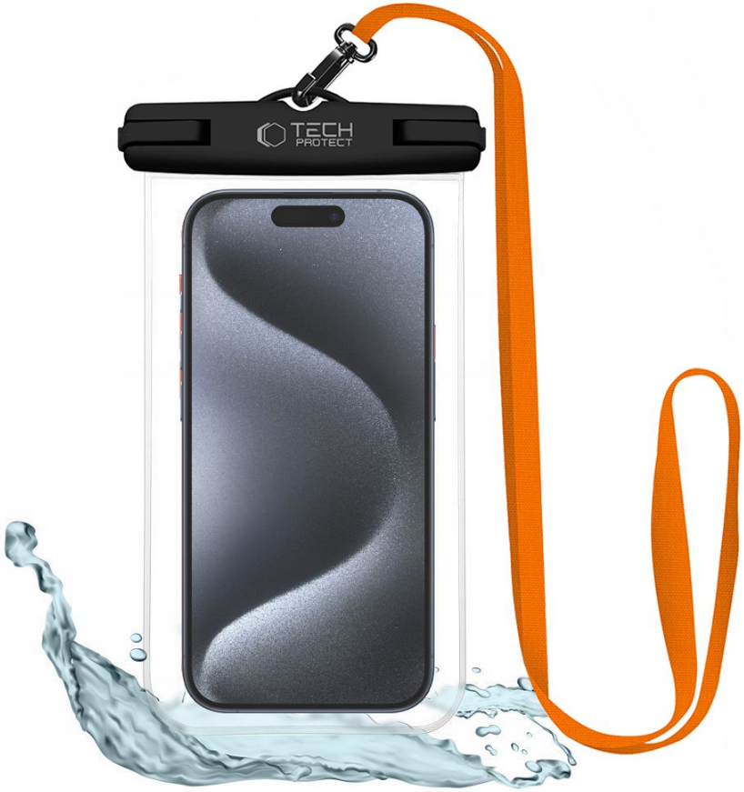 Tech-Protect UWC7 - Universal Αδιάβροχη Θήκη για Smartphone έως 6.9'' - IPX8 - Black / Orange