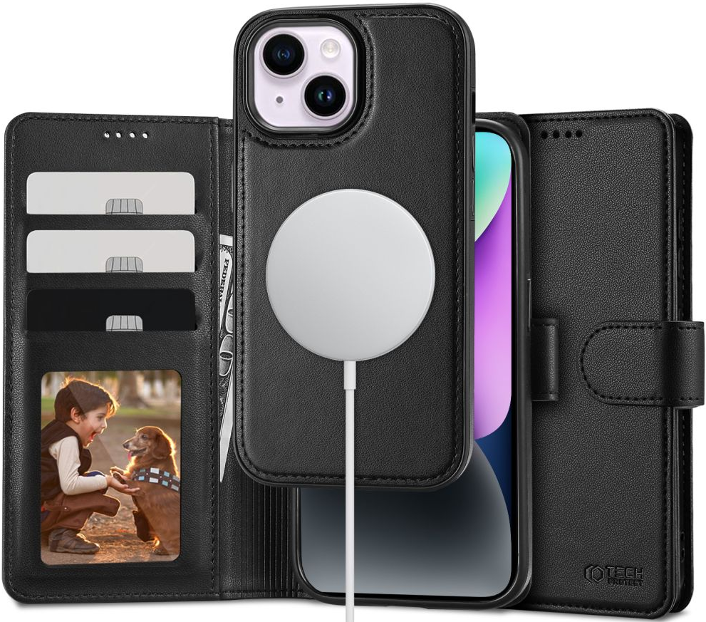 Tech-Protect Wallet MagSafe - 2 σε 1 Πορτοφόλι με Αποσπώμενη Θήκη MagSafe - Apple iPhone 14 - Black