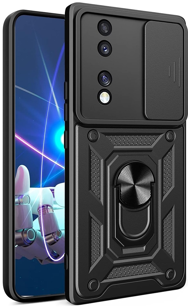 Techsuit CamShield - Ανθεκτική Θήκη με Κάλυμμα για την Κάμερα & Μεταλλικό Ring Holder - Honor 70 - Black