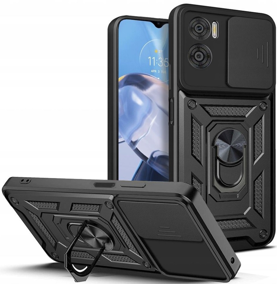 Θήκη Motorola Moto E22 / E22i Techsuit CamShield Ανθεκτική με Κάλυμμα για την Κάμερα & Μεταλλικό Ring Holder - Black (5949419070622)