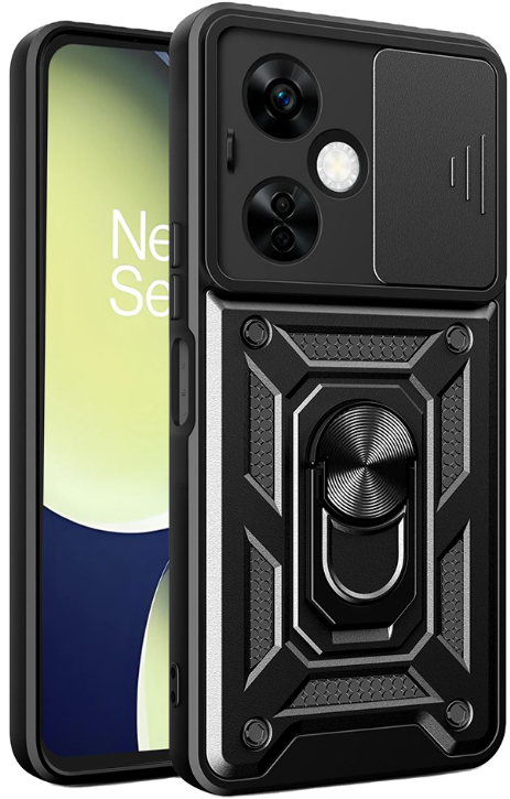 Techsuit CamShield - Ανθεκτική Θήκη με Κάλυμμα για την Κάμερα & Μεταλλικό Ring Holder - OnePlus Nord CE 3 Lite - Black