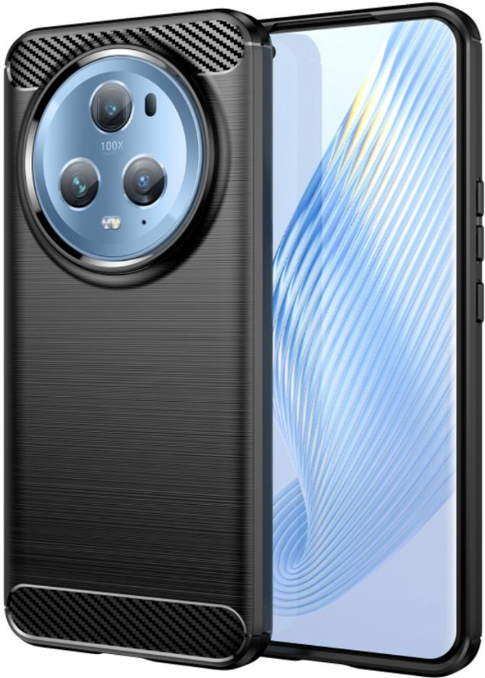Techsuit Carbon Silicone - Θήκη Σιλικόνης Honor Magic5 Pro - Black (5949419064003)