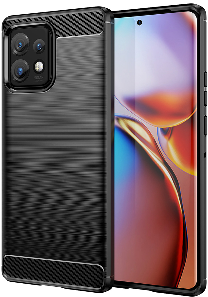 Techsuit Carbon Silicone - Θήκη Σιλικόνης Motorola Edge 40 Pro / Edge Plus 2023 - Black (5949419063945)