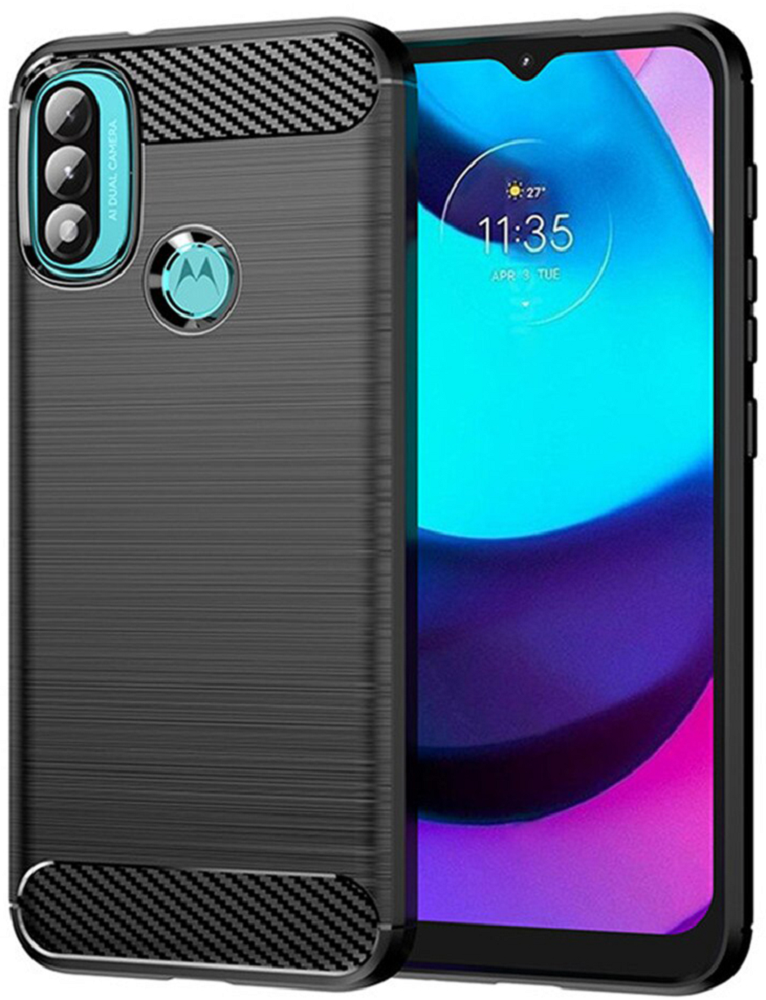 Techsuit Carbon Silicone - Θήκη Σιλικόνης Motorola Moto E40 / E30 / E20 - Black (5949419031395)