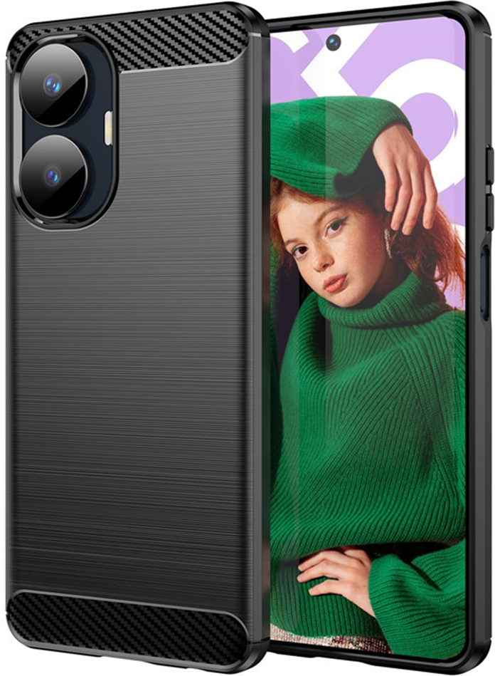 Techsuit Carbon Silicone - Θήκη Σιλικόνης Realme C55 - Black