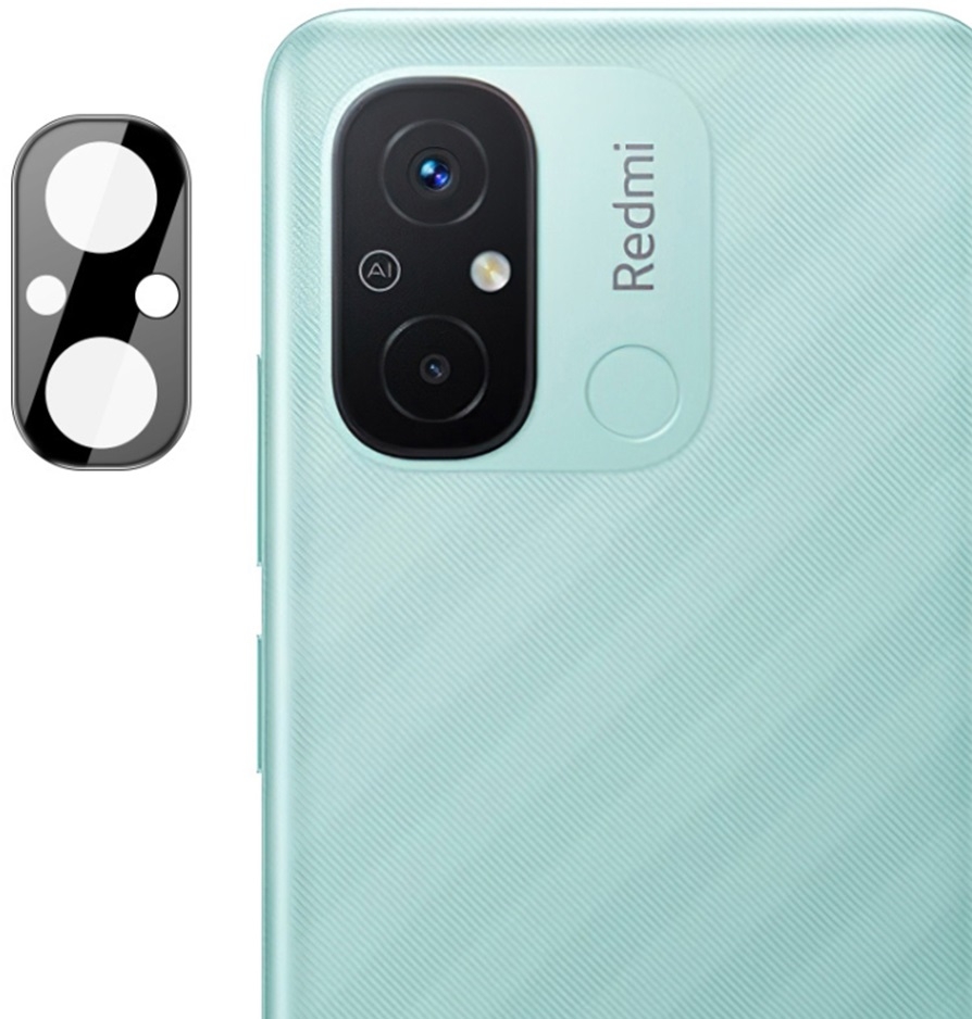 Techsuit Full Camera Tempered Glass - Αντιχαρακτικό Γυαλί Προστασίας για Φακό Κάμερας - Xiaomi Redmi 12C - Black (5949419071353)