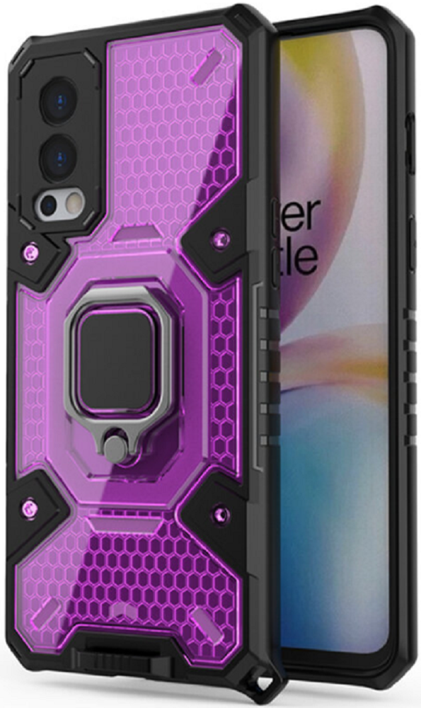 Techsuit Honeycomb Armor - Ανθεκτική Θήκη OnePlus Nord 2 5G με Μεταλλικό Ring Holder - Rose Violet 