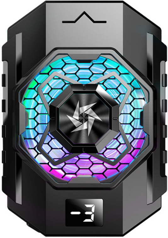 Techsuit Phone Cooler Radiator SL31 - Ψύκτρα / Ανεμιστηράκι Τηλεφώνου Γρήγορης Ψύξης με Ψηφιακή Οθόνη / Κουμπί Ρύθμισης & Φωτισμό RGB - Black