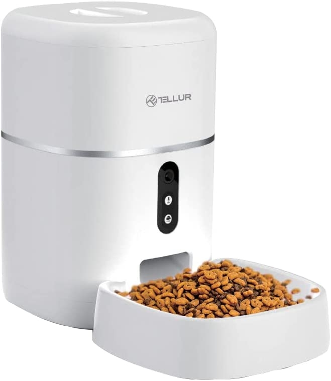 Tellur Smart Wi-Fi Pet Feeder - Έξυπνη Wi-Fi Ταΐστρα Φαγητού για Κατοικίδιο με Ενσωματωμένη UltraHD Κάμερα - 4L - White