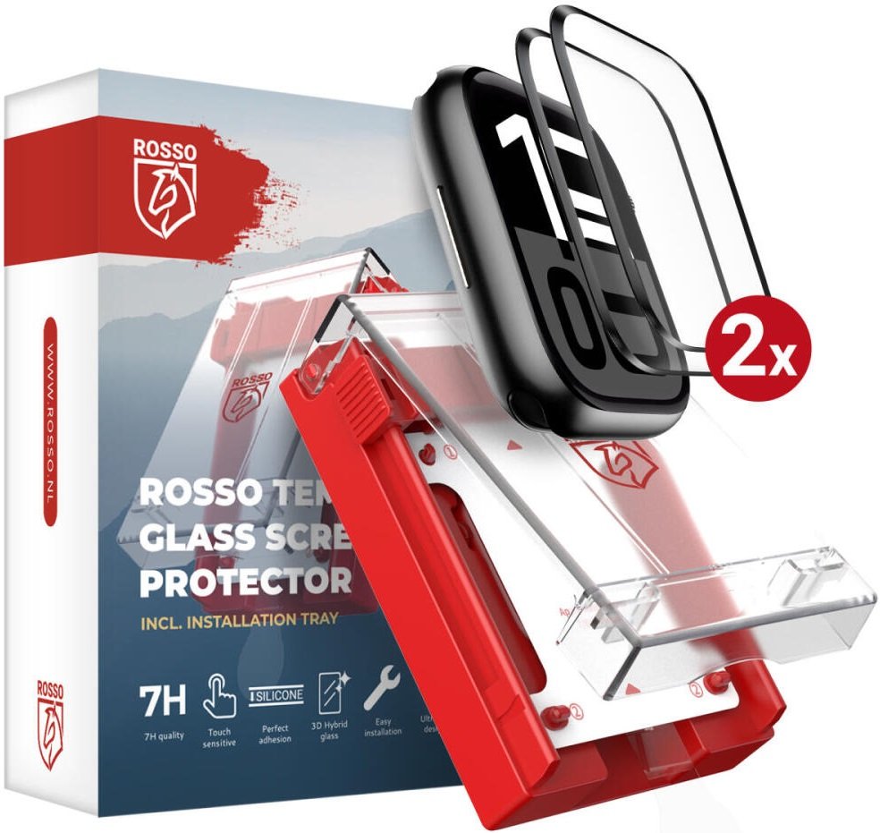 Tempered Glass Apple Watch 11 / 10 42mm Rosso with Installation Tray Αντιχαρακτικό Γυαλί Προστασίας Οθόνης 2 Τεμάχια Black