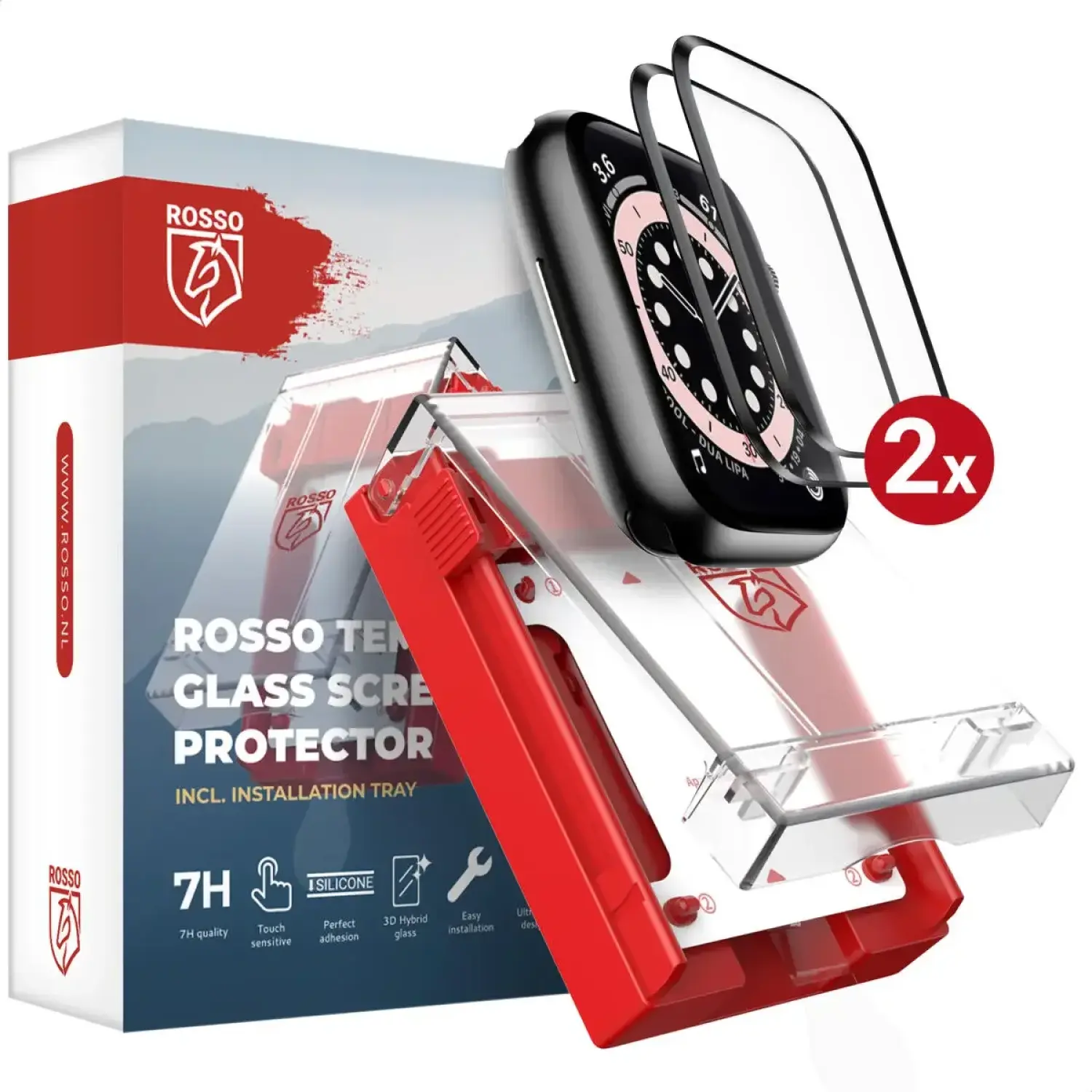 Tempered Glass Apple Watch SE / 6 / 5 / 4 (40mm) Rosso with Installation Tray Αντιχαρακτικό Γυαλί Προστασίας Οθόνης 2 Τεμάχια Black