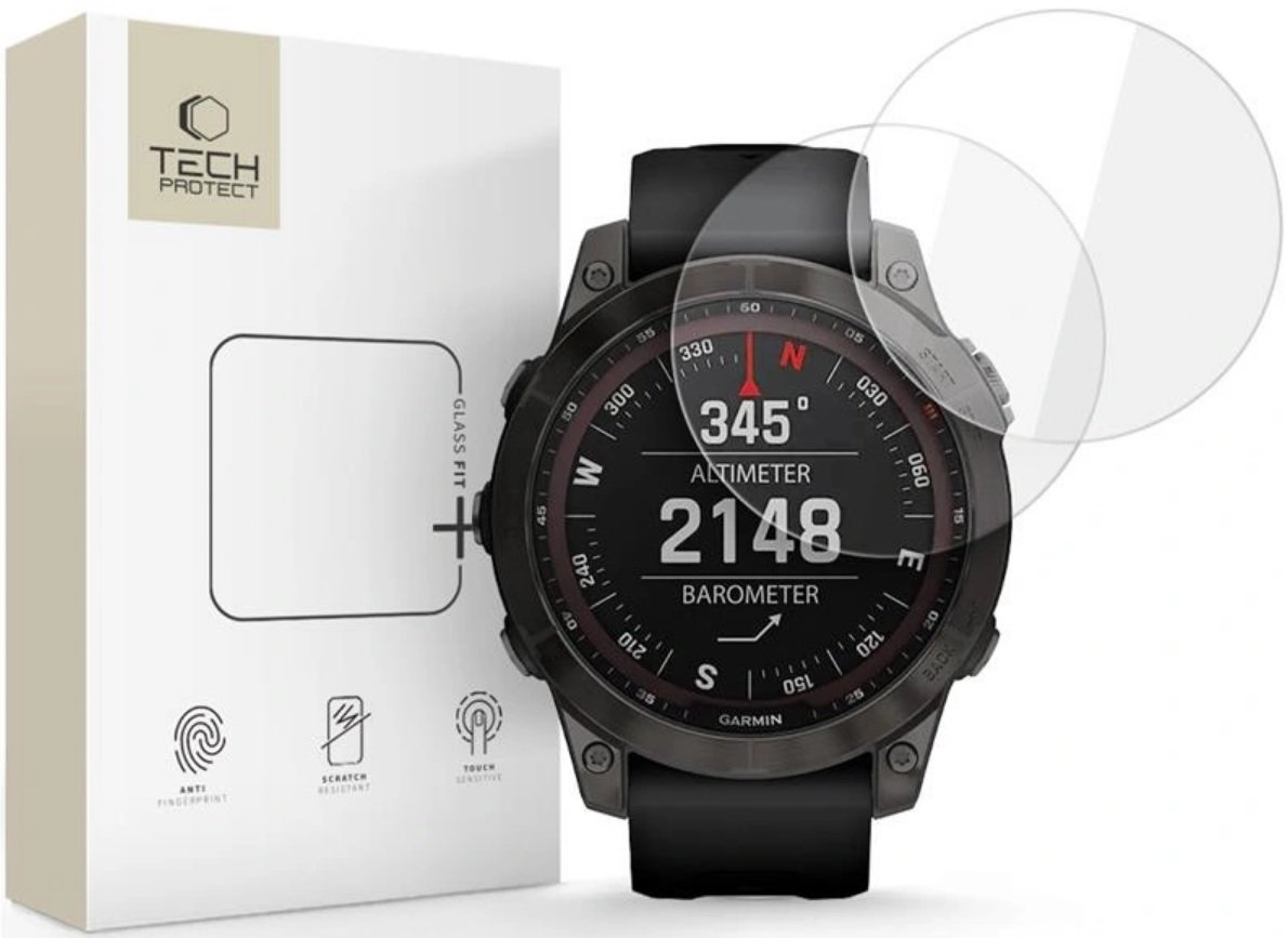 Tempered Glass Garmin Fenix 7Χ / 7Χ Pro 51mm Tech-Protect Glass Fit+ Αντιχαρακτικό Γυαλί Προστασίας Οθόνης 2 Τεμάχια Clear