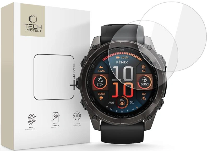 Tempered Glass Garmin Fenix 8 51mm Tech-Protect Glass Fit+ Αντιχαρακτικό Γυαλί Προστασίας Οθόνης 2 Τεμάχια Clear
