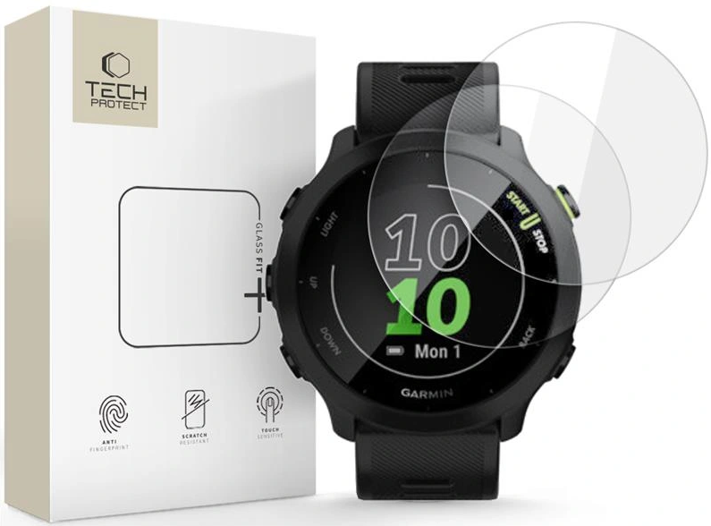 Tempered Glass Garmin Forerunner 55 Tech-Protect Glass Fit+ Αντιχαρακτικό Γυαλί Προστασίας Οθόνης 2 Τεμάχια Clear