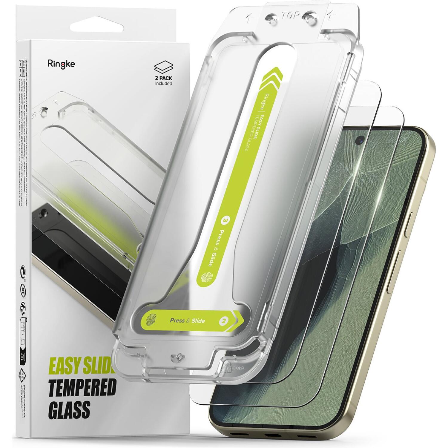 Tempered Glass Google Pixel 11 Pro XL / 10 Pro XL / 9 Pro XL Ringke Easy Slide Αντιχαρακτικό Γυαλί Προστασίας Οθόνης 2 Τεμάχια Clear