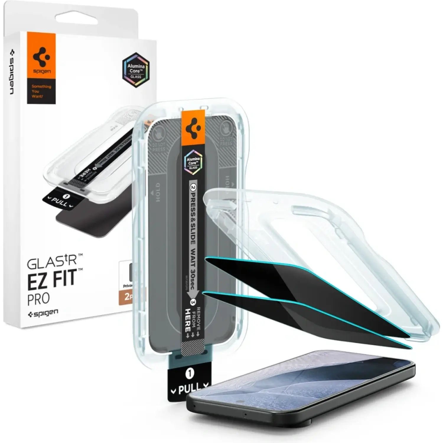 Tempered Glass Google Pixel 11 Pro XL / 10 Pro XL / 9 Pro XL Spigen GLAS.tR EZ Fit Pro Privacy AluminaCore 10H+ Ανθεκτικό Αντιχαρακτικό Γυαλί Προστασίας Απορρήτου Οθόνης 2 Τεμάχια Privacy