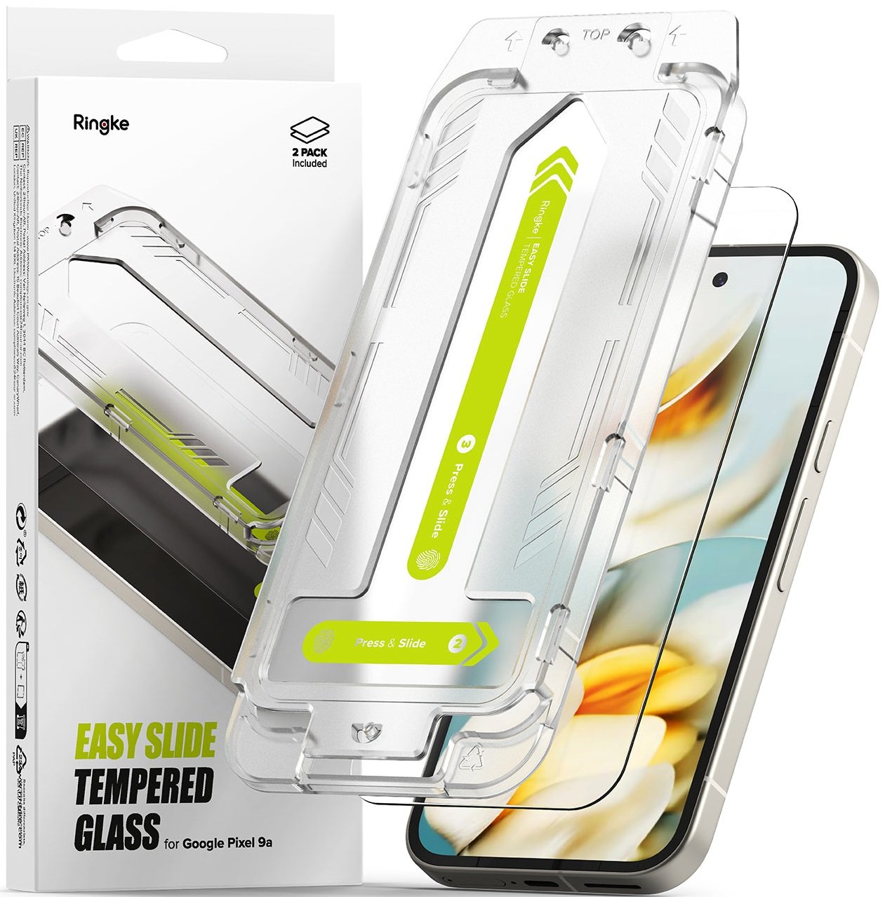 Tempered Glass Google Pixel 9a Ringke Easy Slide Αντιχαρακτικό Γυαλί Προστασίας Οθόνης 2 Τεμάχια Clear