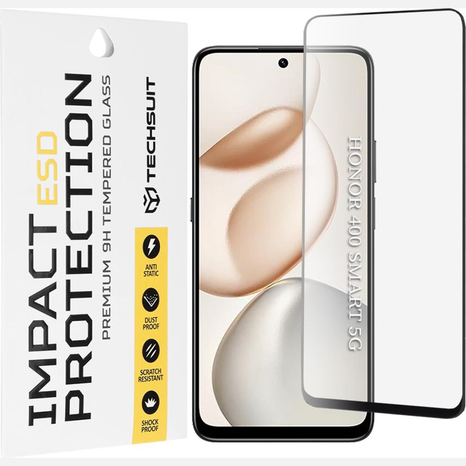 Tempered Glass Honor 400 Smart 5G/400 Smart 4G/200 Smart/90 Smart/X7d 4G/X7b 4G/X7b 5G/X7c Techsuit ESD Glass Full Face Αντιχαρακτικό Γυαλί Προστασίας Οθόνης Black