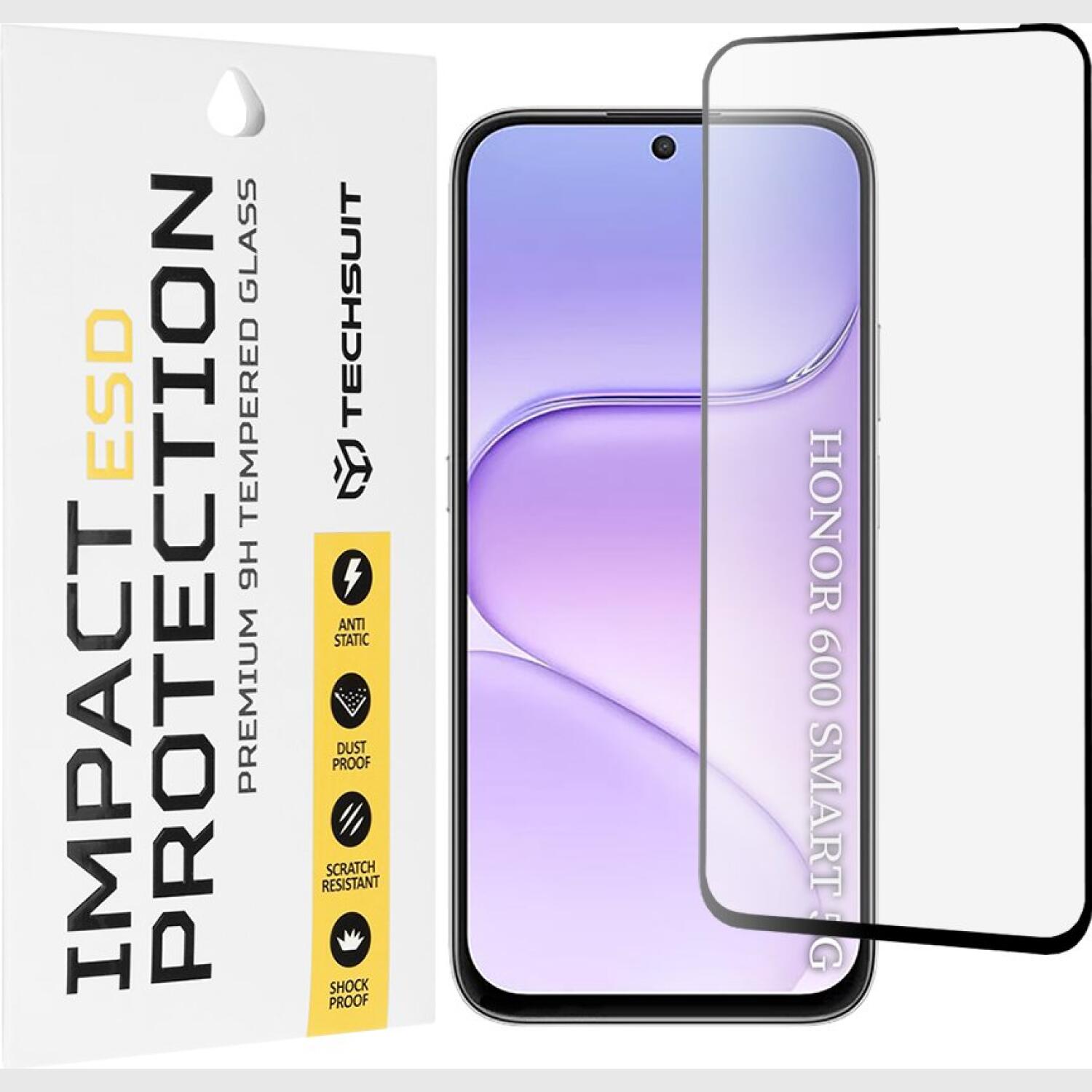 Tempered Glass Honor 600 Smart Techsuit ESD Glass Full Face Αντιχαρακτικό Γυαλί Προστασίας Οθόνης Black