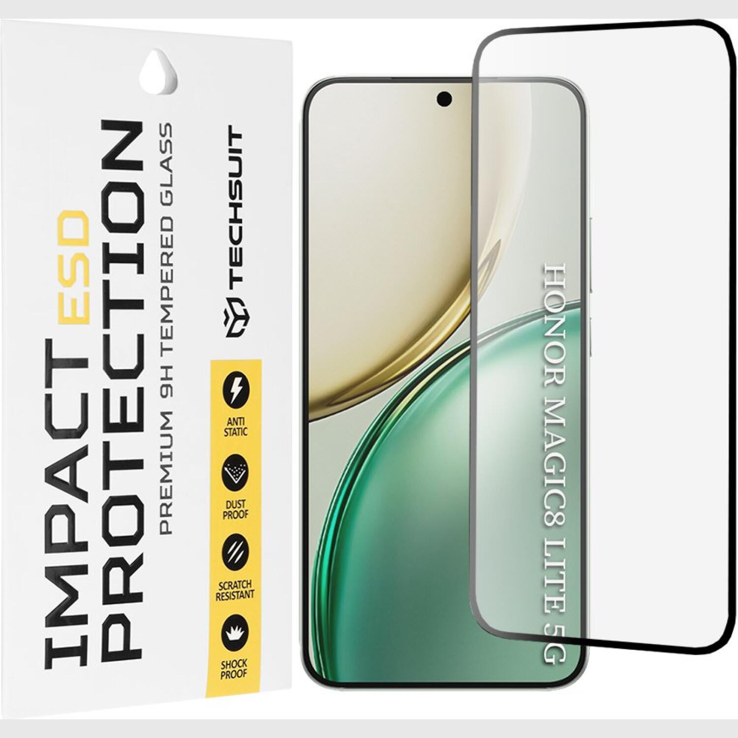 Tempered Glass Honor Magic8 Lite Techsuit ESD Glass Full Face Αντιχαρακτικό Γυαλί Προστασίας Οθόνης Black