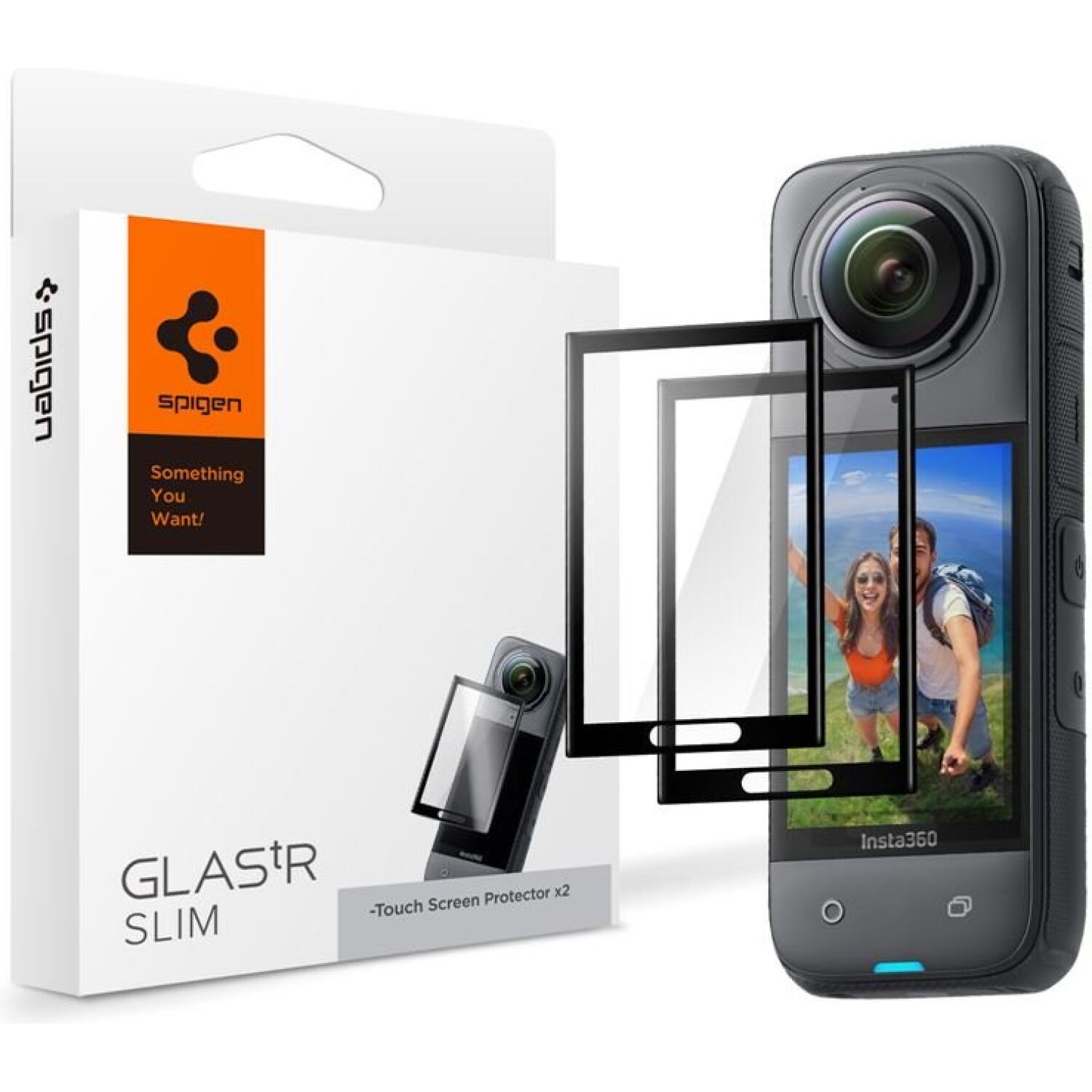 Tempered Glass Insta360 X4 Spigen GLAS.tR Slim Full Face Αντιχαρακτικό Γυαλί Προστασίας Οθόνης Αφής 2 Τεμάχια Black