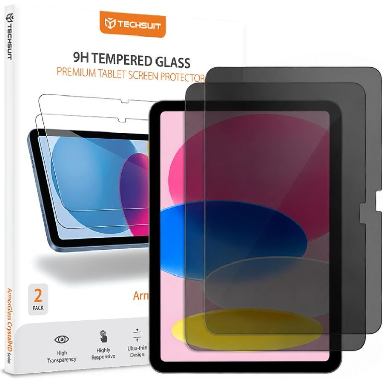 Tempered Glass iPad (A16) 11th Gen. 2025 11" / 10th Gen. 2022 10.9" Techsuit ArmorGlass CrystalHD Premium Αντιχαρακτικό Γυαλί Προστασίας Απορρήτου Οθόνης 2 Τεμάχια Privacy