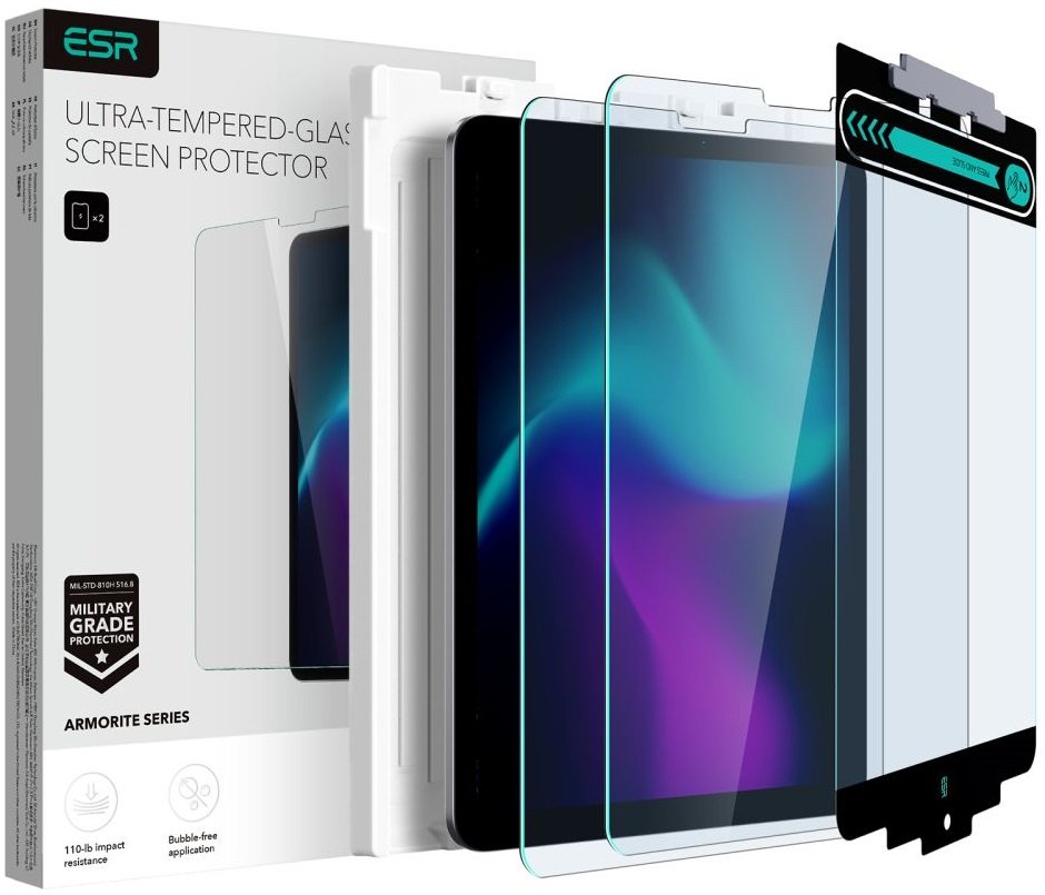 Tempered Glass iPad Pro 11" 2022 / 2021 / 2020 / 2018 / iPad Air 5 2022 10.9" / Air 4 2020 10.9" ESR Armorite Ultra Αντιχαρακτικό Γυαλί Προστασίας Οθόνης 2 Τεμάχια Clear
