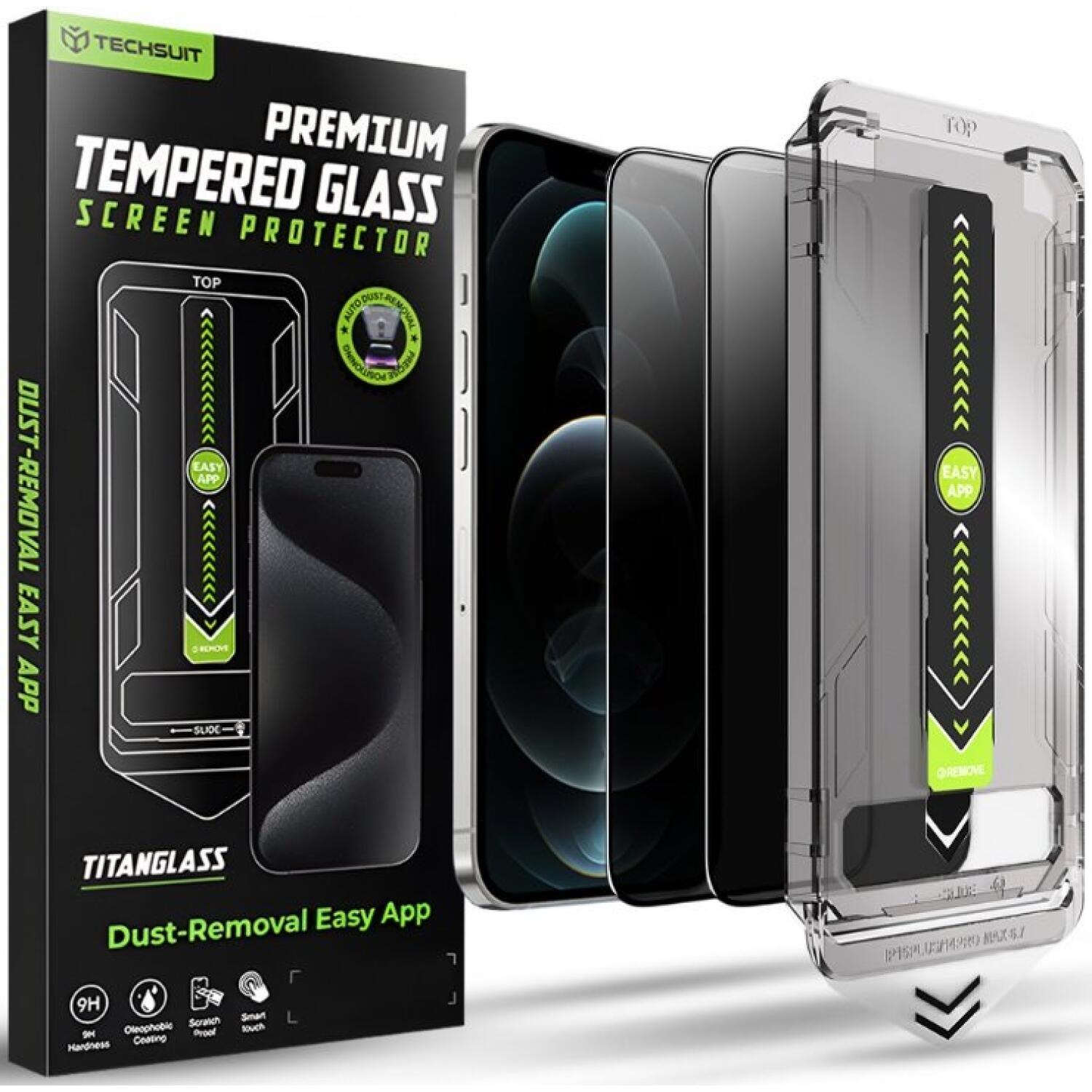 Tempered Glass iPhone 12 / 12 Pro Techsuit Privacy TitanGlass Full Cover Full Face Αντιχαρακτικό Γυαλί Προστασίας Απορρήτου Οθόνης 2 Τεμάχια Privacy