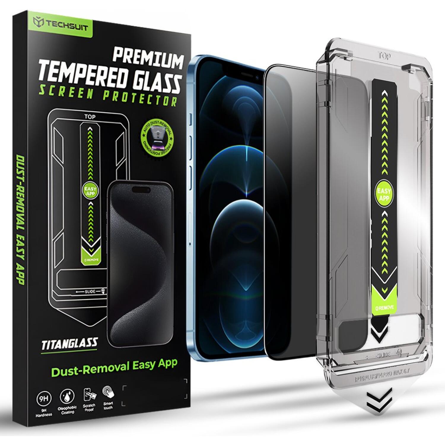 Tempered Glass iPhone 12 Pro Max Techsuit Privacy TitanGlass Full Cover Full Face Αντιχαρακτικό Γυαλί Προστασίας Απορρήτου Οθόνης Privacy