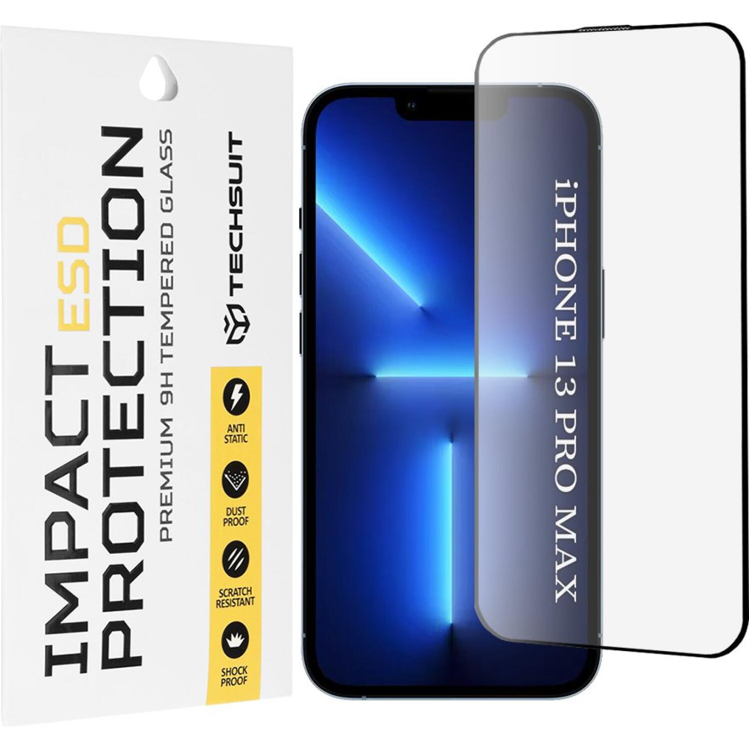 Tempered Glass iPhone 13 Pro Max Techsuit ESD Glass Full Face Αντιχαρακτικό Γυαλί Προστασίας Οθόνης Black