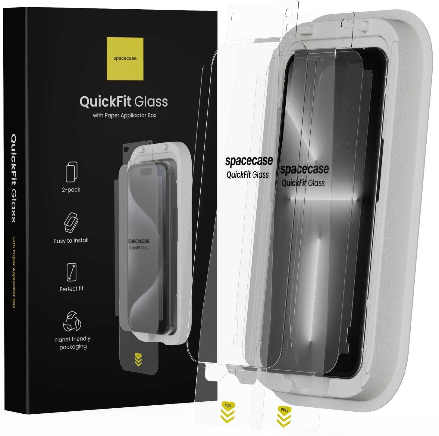 Tempered Glass iPhone 14 Plus / 13 Pro Max Spacecase QuickFit Glass Αντιχαρακτικό Γυαλί Προστασίας Οθόνης με Απλικατέρ QuickFit 2 Τεμάχια Clear
