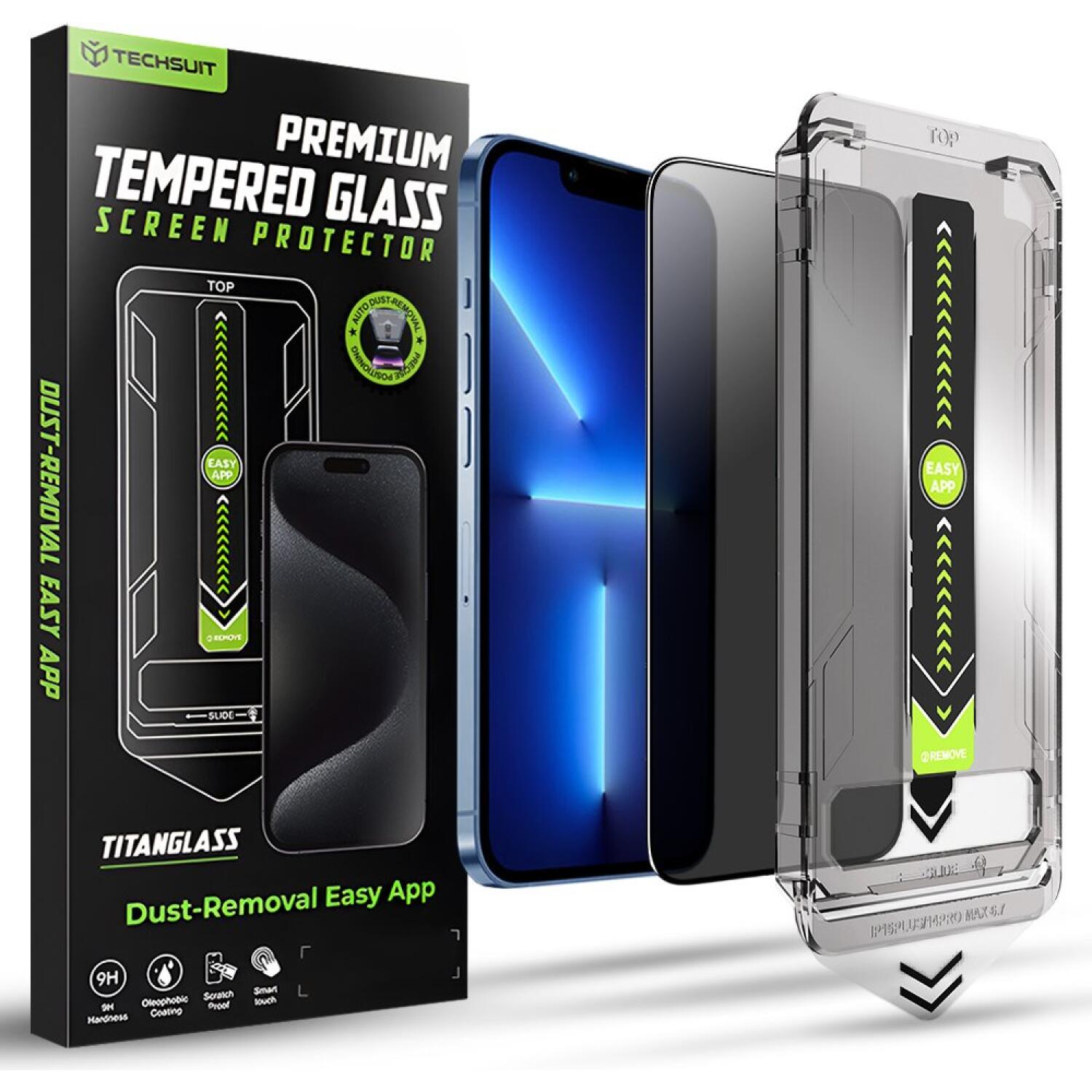 Tempered Glass iPhone 14 Plus / 13 Pro Max Techsuit Privacy TitanGlass Full Cover Full Face Αντιχαρακτικό Γυαλί Προστασίας Απορρήτου Οθόνης Privacy