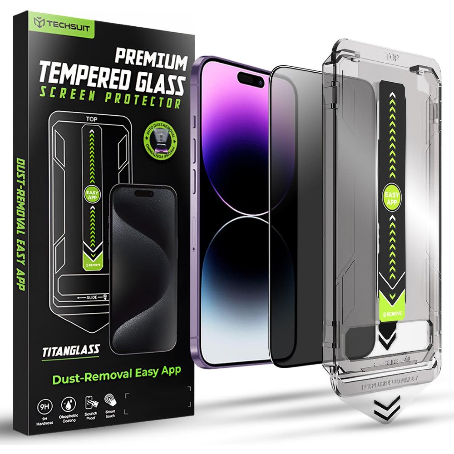 Tempered Glass iPhone 14 Pro Max Techsuit Privacy TitanGlass Full Cover Full Face Αντιχαρακτικό Γυαλί Προστασίας Απορρήτου Οθόνης Privacy