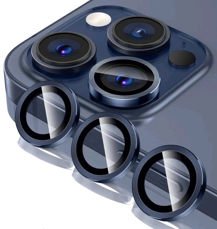 Tempered Glass iPhone 15 Pro / 15 Pro Max Spacecase QuickFit Camera Glass Αντιχαρακτικό Γυαλί Προστασίας για Φακό Κάμερας 2 Τεμάχια Dark Blue