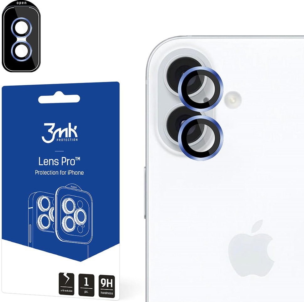 Tempered Glass iPhone 16 / 16 Plus 3MK Lens Protection Pro Αντιχαρακτικό Γυαλί Προστασίας για Φακό Κάμερας Ocean Blue