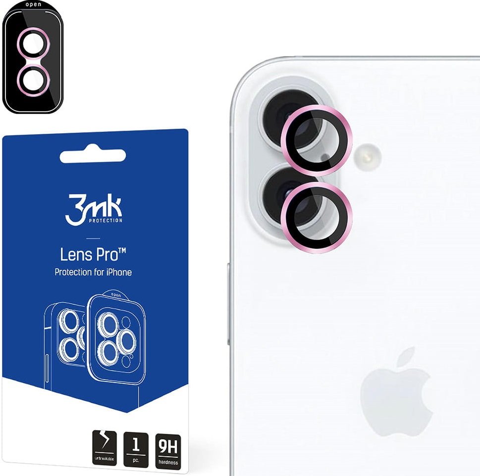 Tempered Glass iPhone 16 / 16 Plus 3MK Lens Protection Pro Αντιχαρακτικό Γυαλί Προστασίας για Φακό Κάμερας Pink
