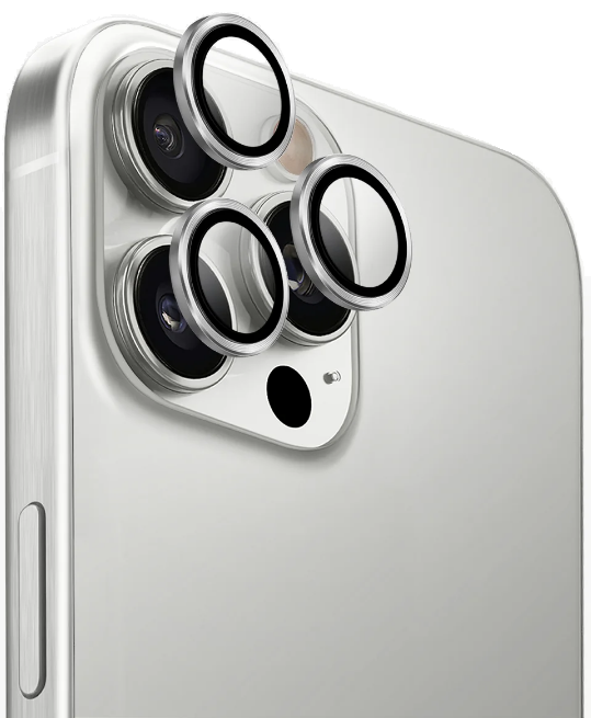 Tempered Glass iPhone 16 Pro / 16 Pro Max / 15 Pro / 15 Pro Max / 14 Pro / 14 Pro Max Uniq Optix AluGuard Αντιχαρακτικό Γυαλί Προστασίας με Αλουμίνιο για Φακό Κάμερας Sterling Silver