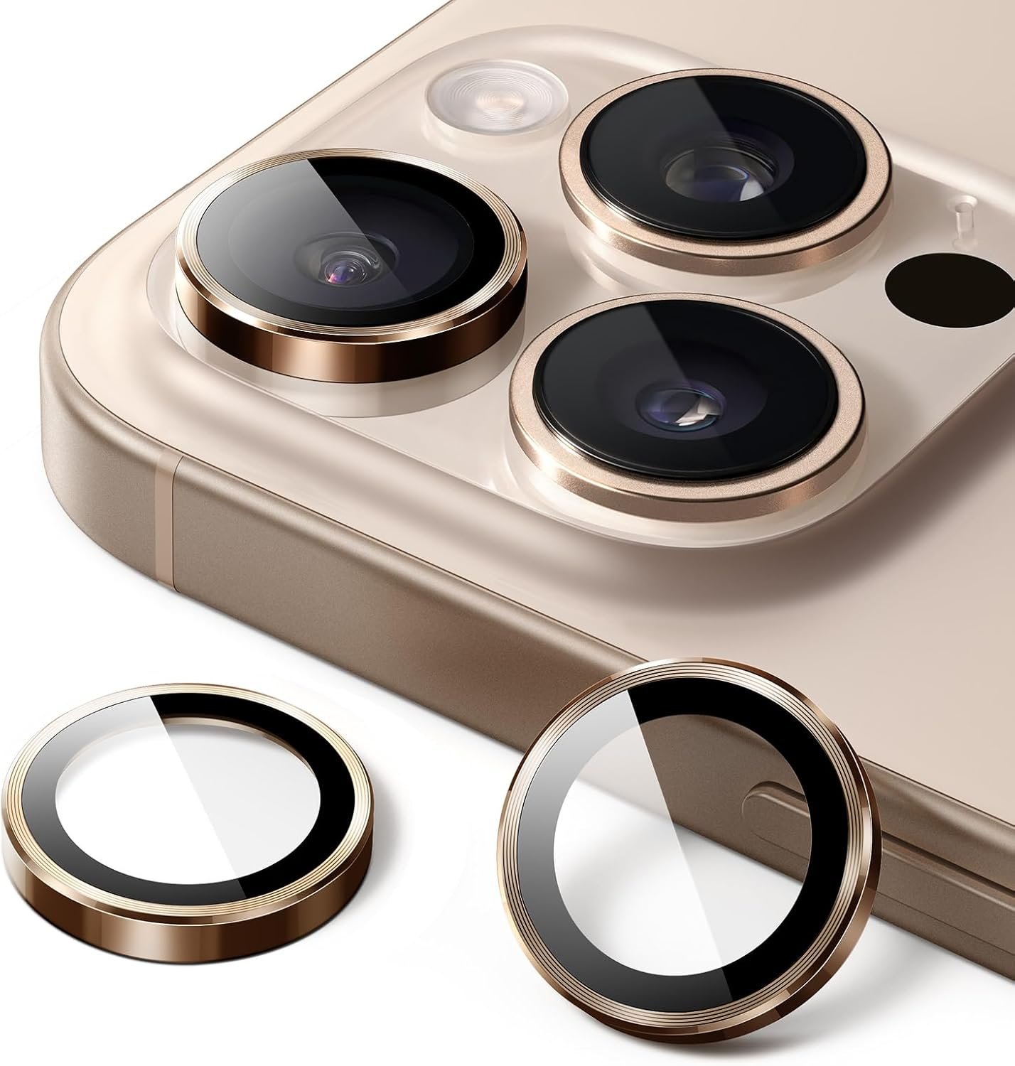 Tempered Glass iPhone 16 Pro / 16 Pro Max Spacecase QuickFit Camera Glass Αντιχαρακτικό Γυαλί Προστασίας για Φακό Κάμερας 2 Τεμάχια Desert Titanium