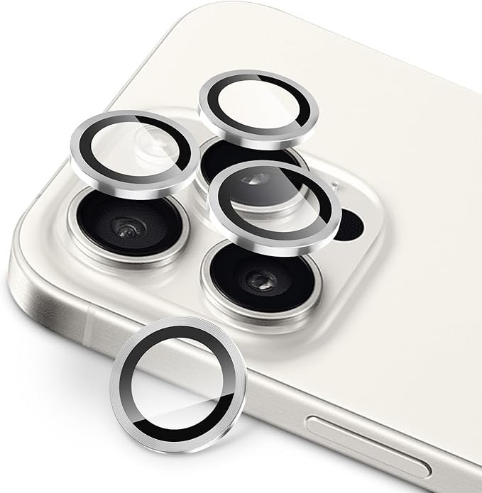 Tempered Glass iPhone 16 Pro / 16 Pro Max Spacecase QuickFit Camera Glass Αντιχαρακτικό Γυαλί Προστασίας για Φακό Κάμερας 2 Τεμάχια White Titanium