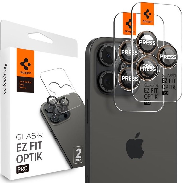 Tempered Glass iPhone 16 Pro / 16 Pro Max Spigen GLAS.tR EZ Fit OPTIK Pro Camera Lens Protector Αντιχαρακτικό Γυαλί Προστασίας για Φακό Κάμερας 2 Τεμάχια Desert Titanium