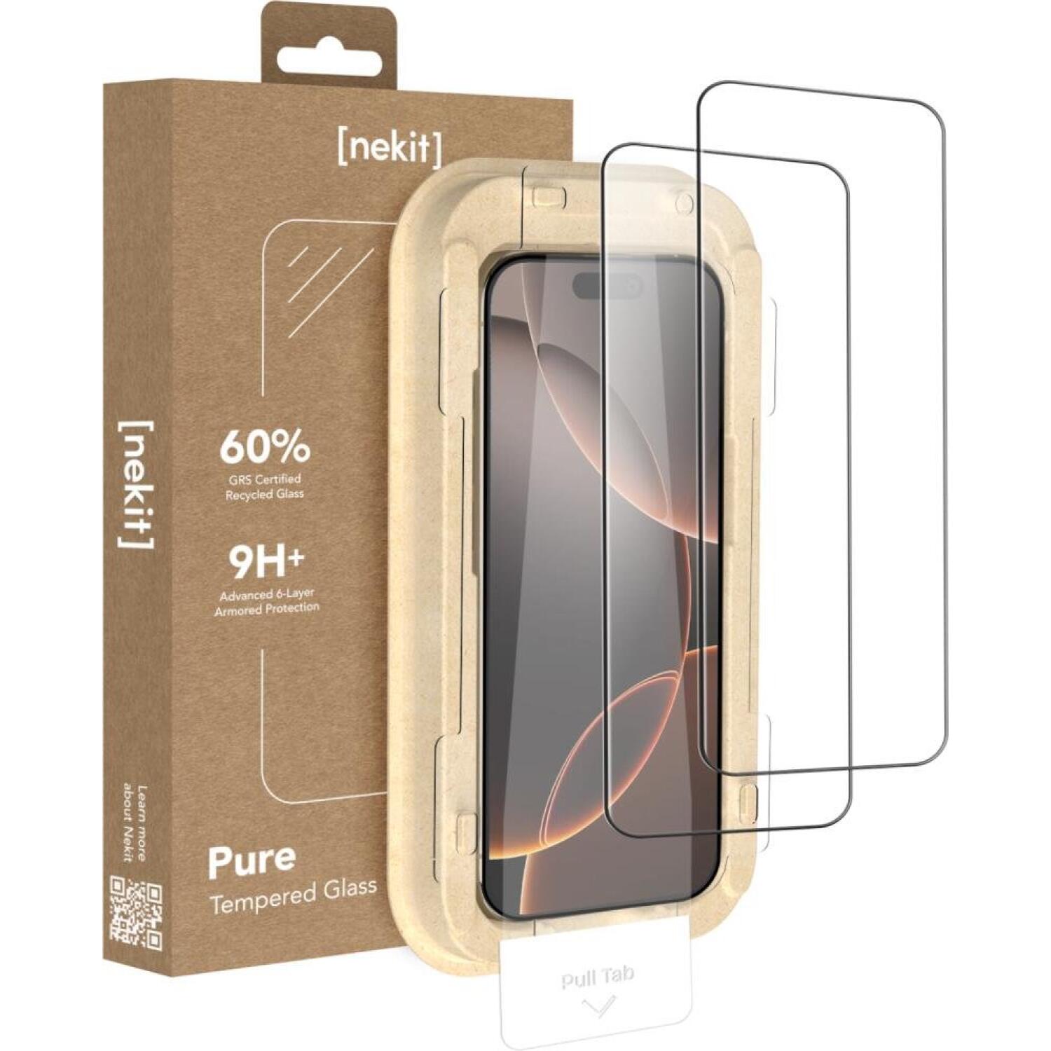 Tempered Glass iPhone 16 Pro Max Nekit Pure Premium Ανθεκτικό 9Η+ Full Face Αντιχαρακτικό Γυαλί Προστασίας Οθόνης με Απλικατέρ 2 Τεμάχια Black
