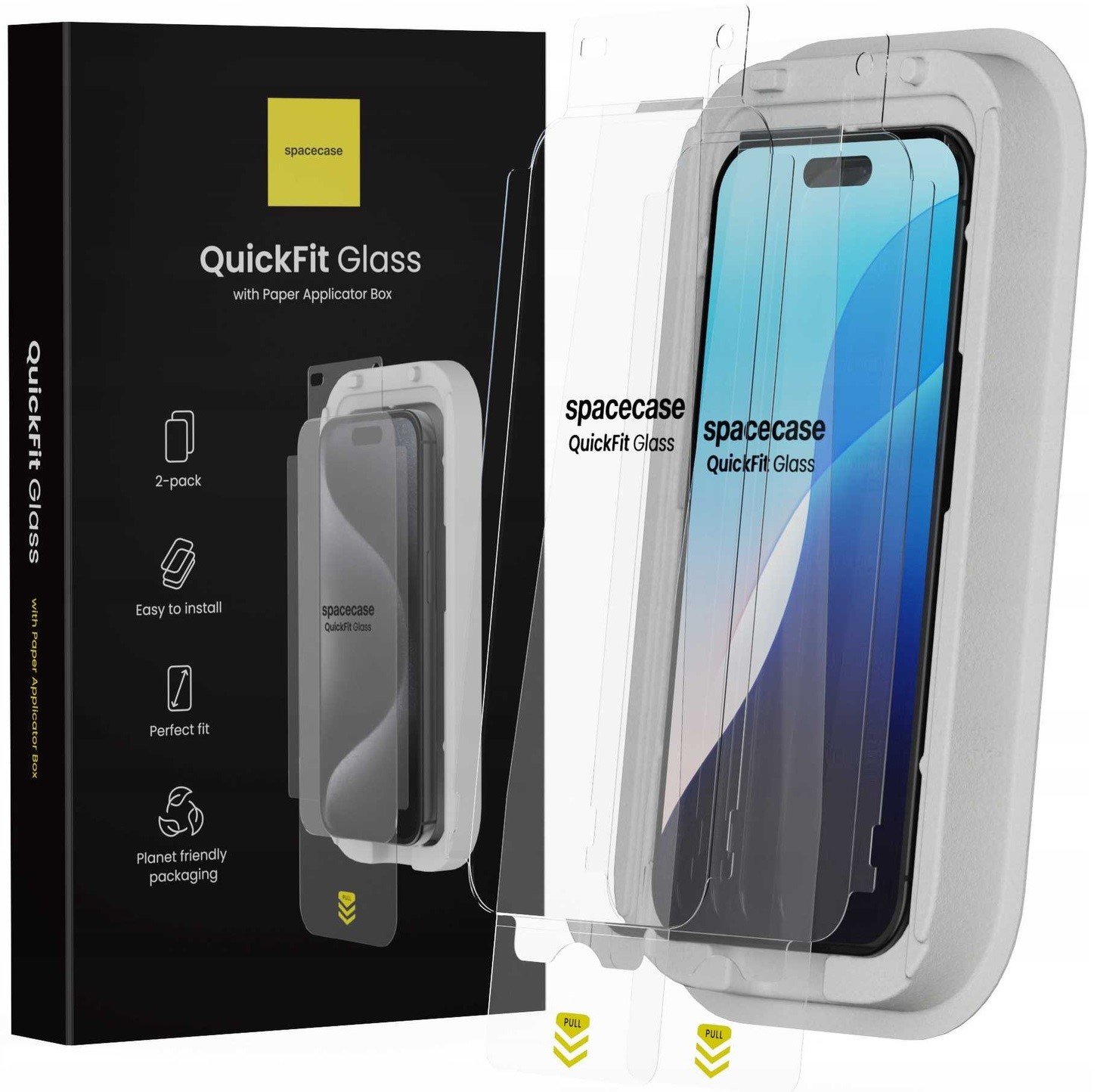 Tempered Glass iPhone 16 Pro Max Spacecase QuickFit Glass Αντιχαρακτικό Γυαλί Προστασίας Οθόνης με Απλικατέρ QuickFit 2 Τεμάχια Clear