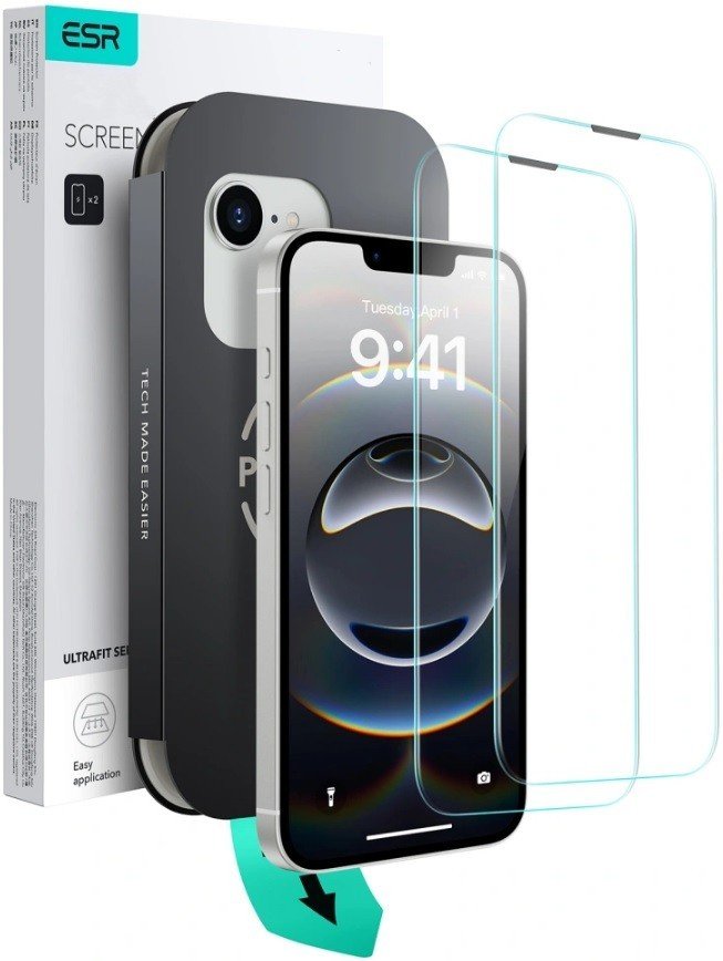 Tempered Glass iPhone 16e / 14 / 13 / 13 Pro ESR UltraFit Classic Αντιχαρακτικό Γυαλί Προστασίας Οθόνης 2 Τεμάχια Clear