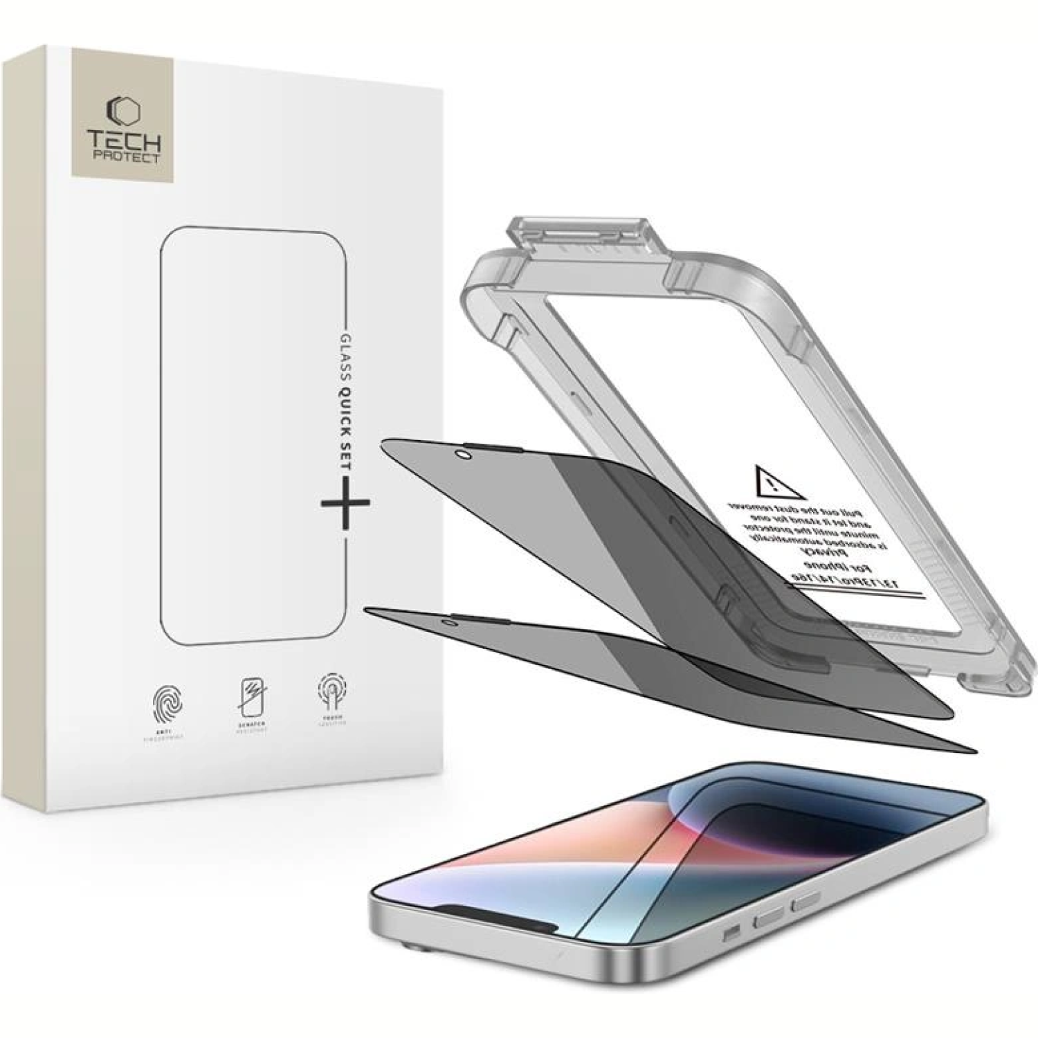 Tempered Glass iPhone 17e / 16e / 14 / 13 / 13 Pro Tech-Protect Quick Set Spy+ Privacy Full Face Αντιχαρακτικό Γυαλί Προστασίας Απορρήτου Οθόνης 2 Τεμάχια - Black (5906302318759)