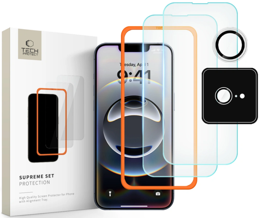 Tempered Glass iPhone 16e Tech-Protect Supreme Set με 2 x Αντιχαρακτικά Γυαλιά Προστασίας Οθόνης και 1 x Κάμερας Clear